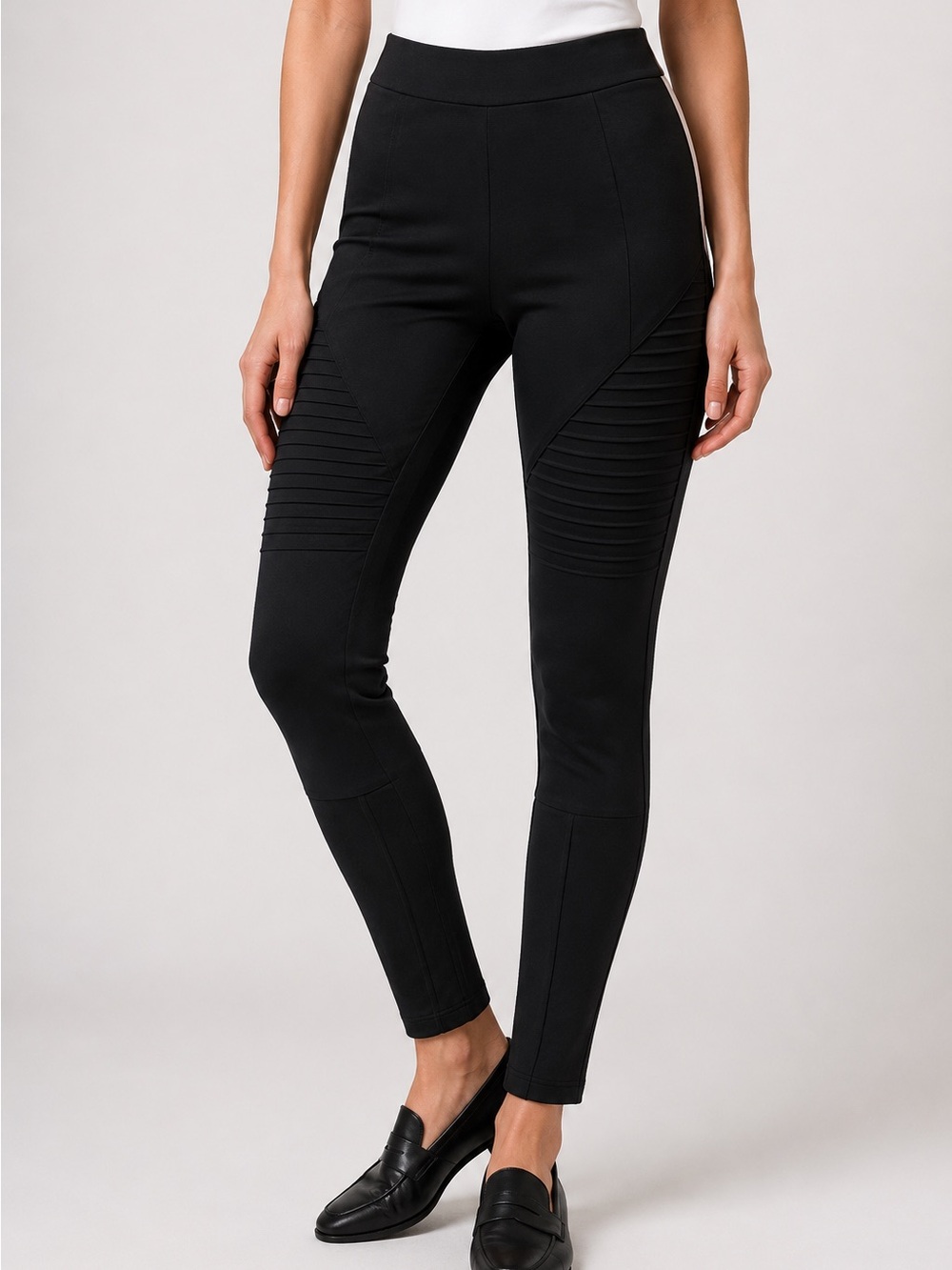 Two by Vince Camuto Moto Detail Ponte Leggings Black M Stretch
